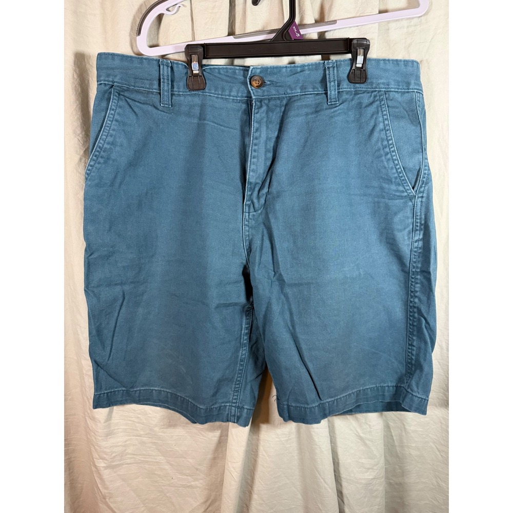 Faded Glory‎ Mens Chino Shorts Teal Blue Cotton Twill Flat Front Size 36